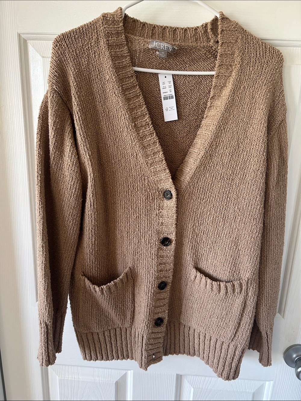J. Crew Camel/Tan V-Neck Button Front Knit Cardigan